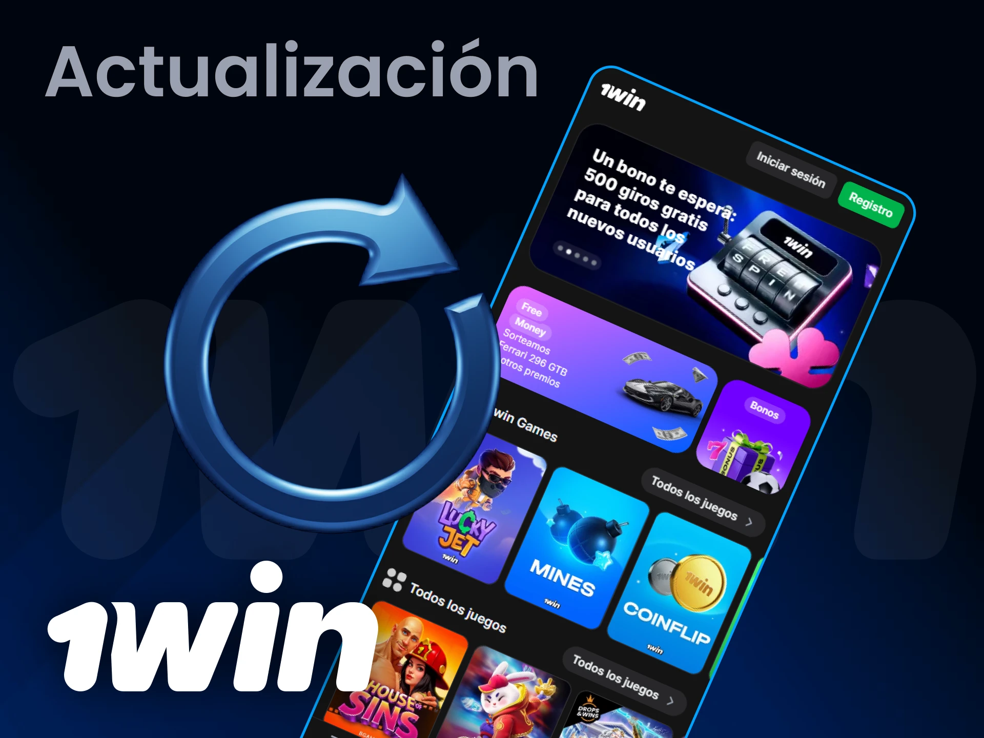 La app de 1Win se actualiza automáticamente.