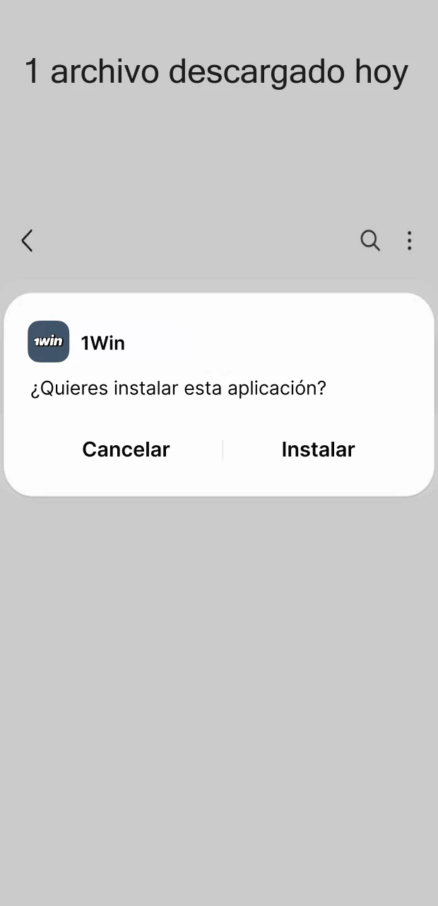 Abre el archivo APK de 1Win descargado.