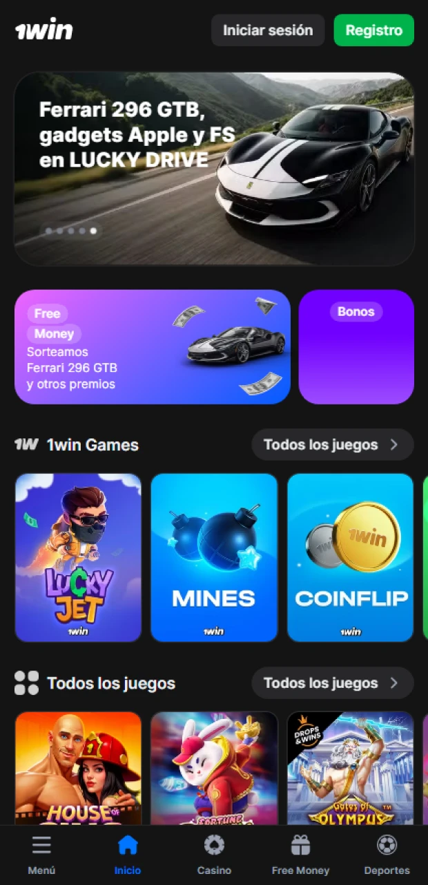 Abre tu navegador y visita el sitio web de 1Win.