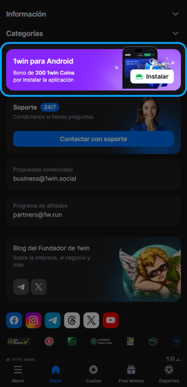 Encuentra el botón de descarga de 1Win para jugar Aviator desde la aplicación.