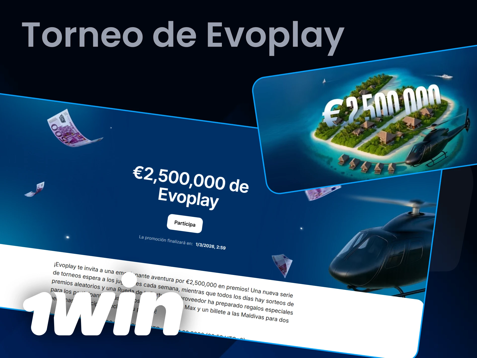 El bono del torneo de Evoplay ya te espera en 1Win.