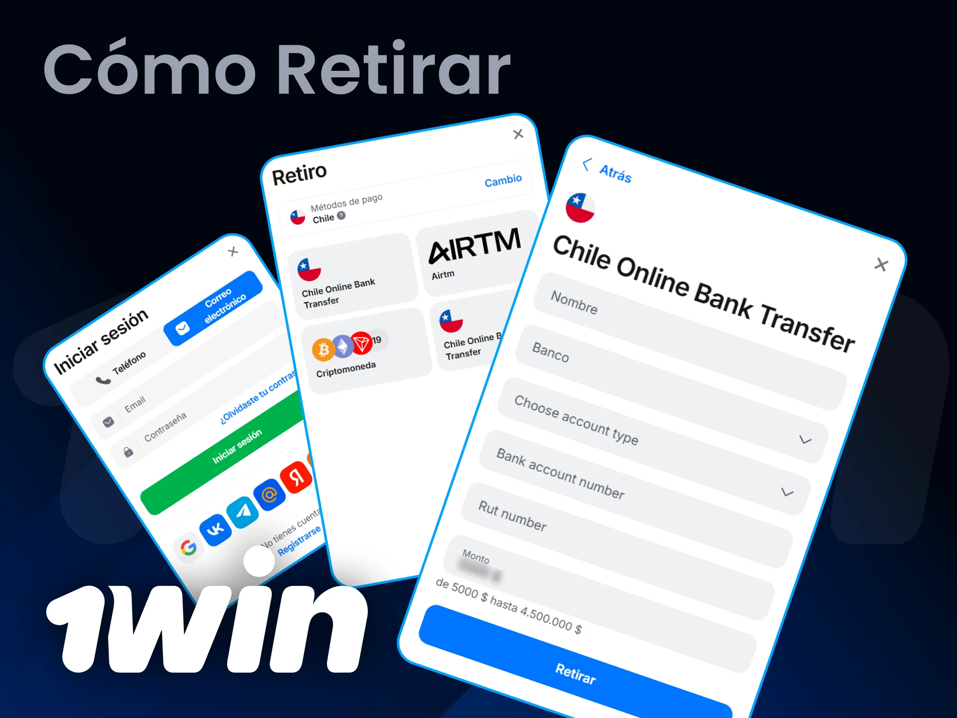 Retira tus ganancias en la página web oficial de 1Win.