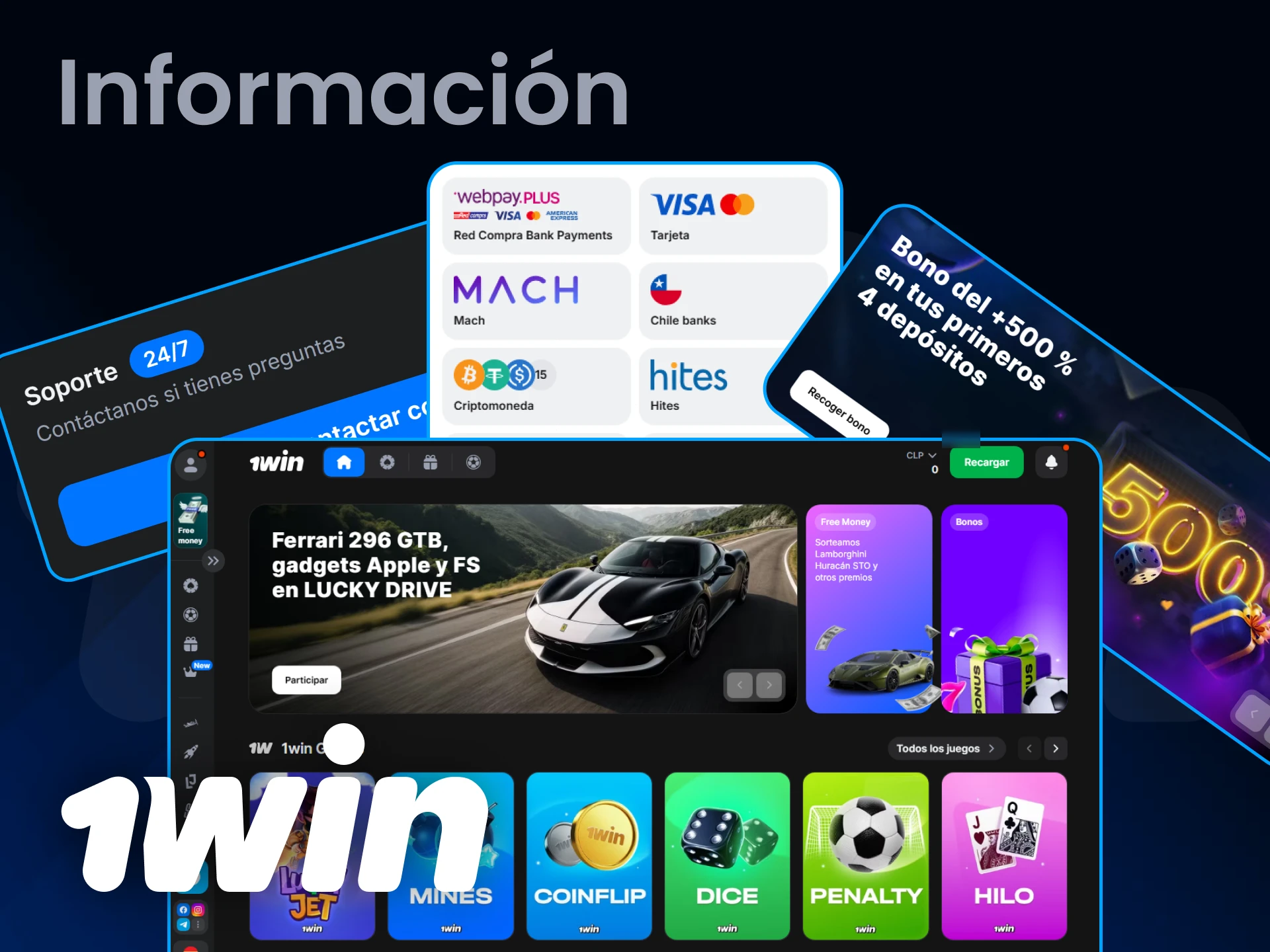 Ven a jugar y gana en la página web oficial de 1Win Casino para Chile.