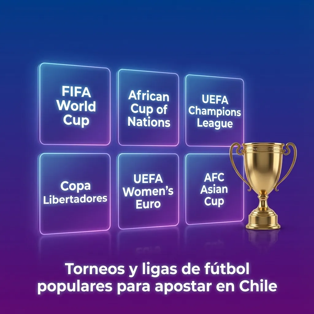 Pantalla de casa de apuestas en línea mostrando ligas chilenas y torneos internacionales de fútbol destacados.