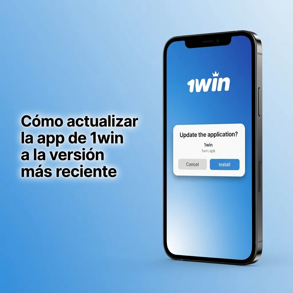 Ilustración de un usuario actualizando la app 1win en Android e iOS para obtener la última versión segura y estable