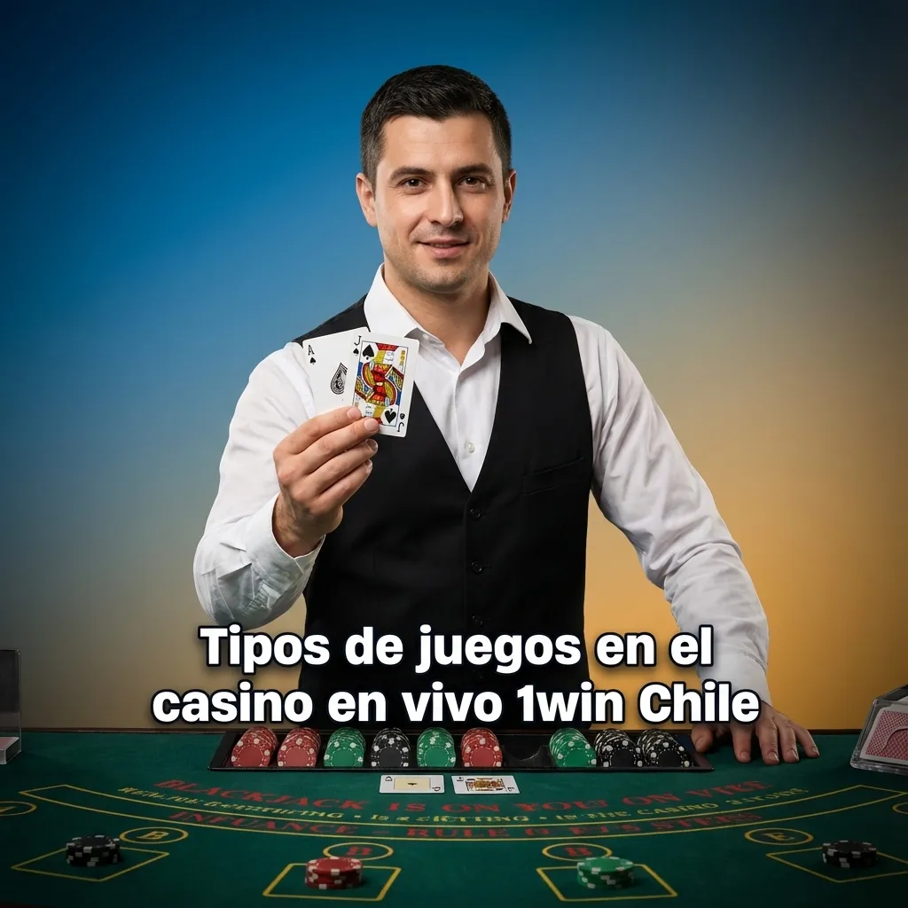 Collage de juegos de casino en vivo 1win Chile: ruleta, blackjack, baccarat, póker y game shows con crupieres reales.